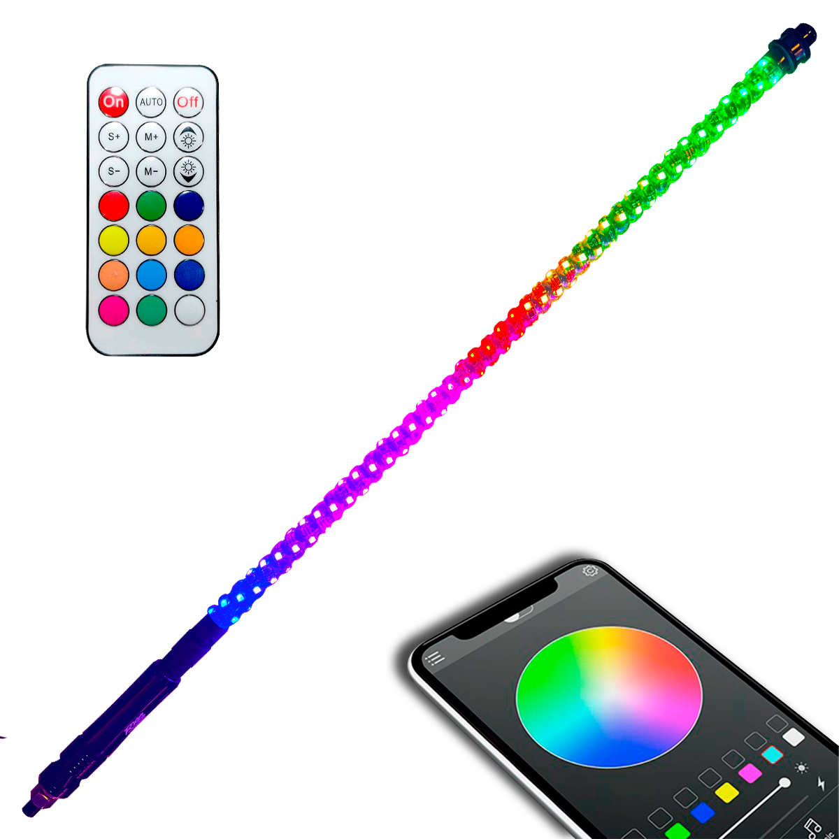 ANTENA 120CM CONTROL BLUETOOTH ESPIRAL