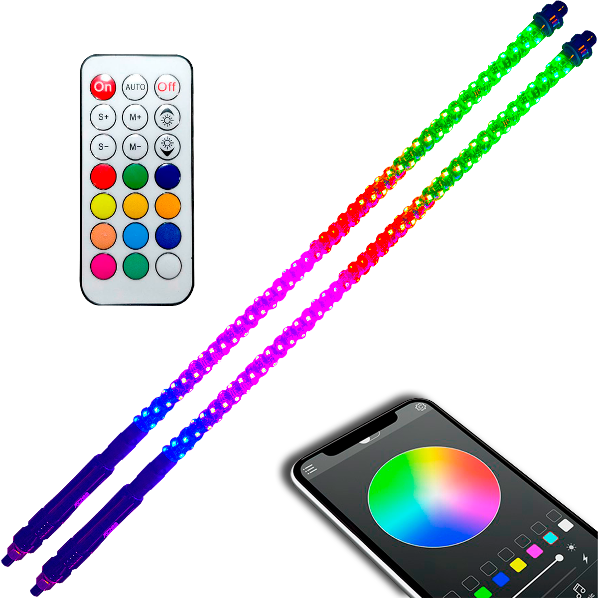 PAR ANTENA 120CM CONTROL BLUETOOTH ESPIRAL